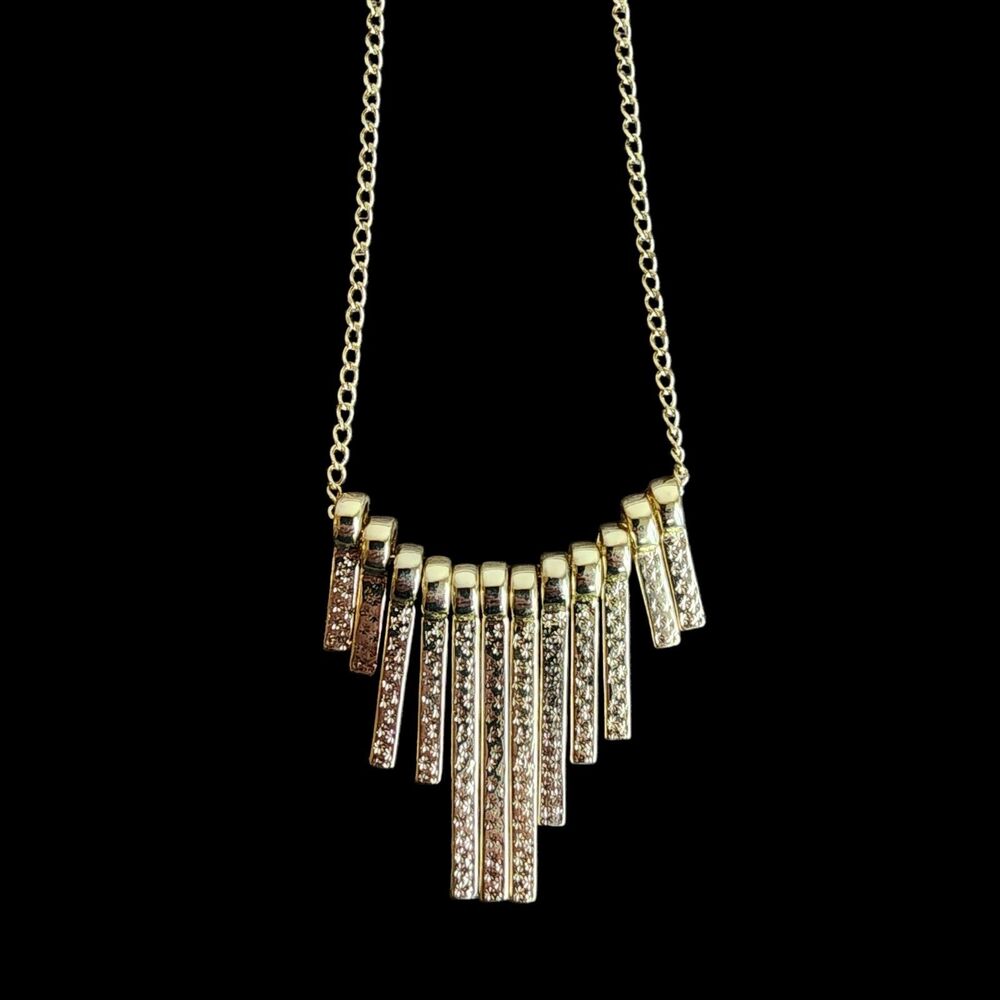 Mark. Statement Necklace Gold Tone Fringe Bib Collar Jewelry Adjustable